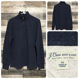 J Crew Knit Goods 1/4 Zip Pullover Sweatshirt Men’s M Navy Blue Soft